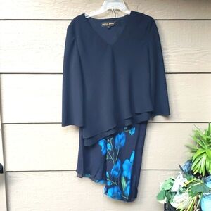 Donna Ricco 2 piece coordinates set top maxi skirt black floral 10